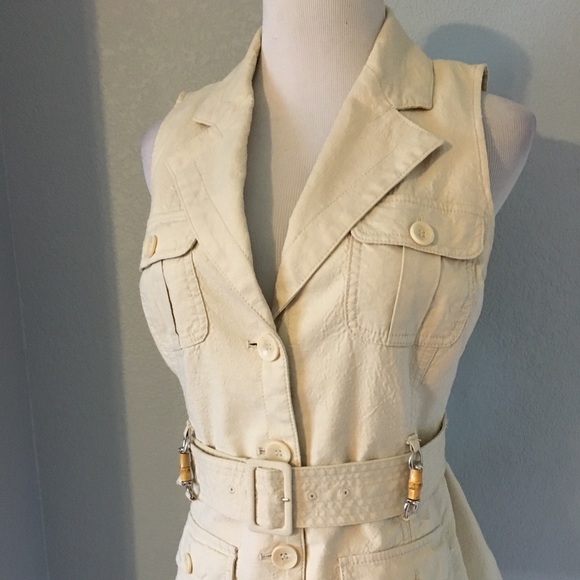 New York & Company Jackets & Blazers - New York & Co. Tan Belted Vest Size Small
